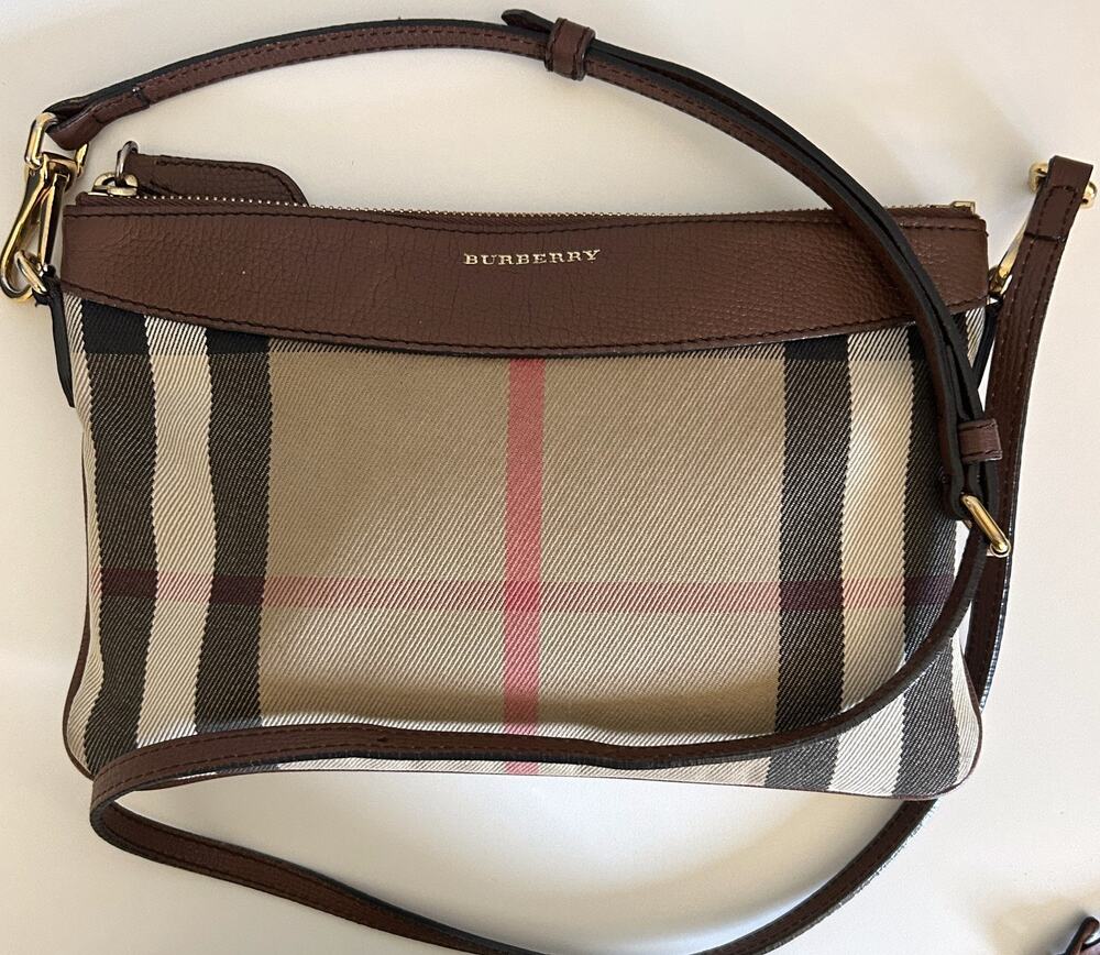Burberry Peyton House Check Crossbody Brown Canvas